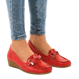 Červené matné klínové boty BO-303