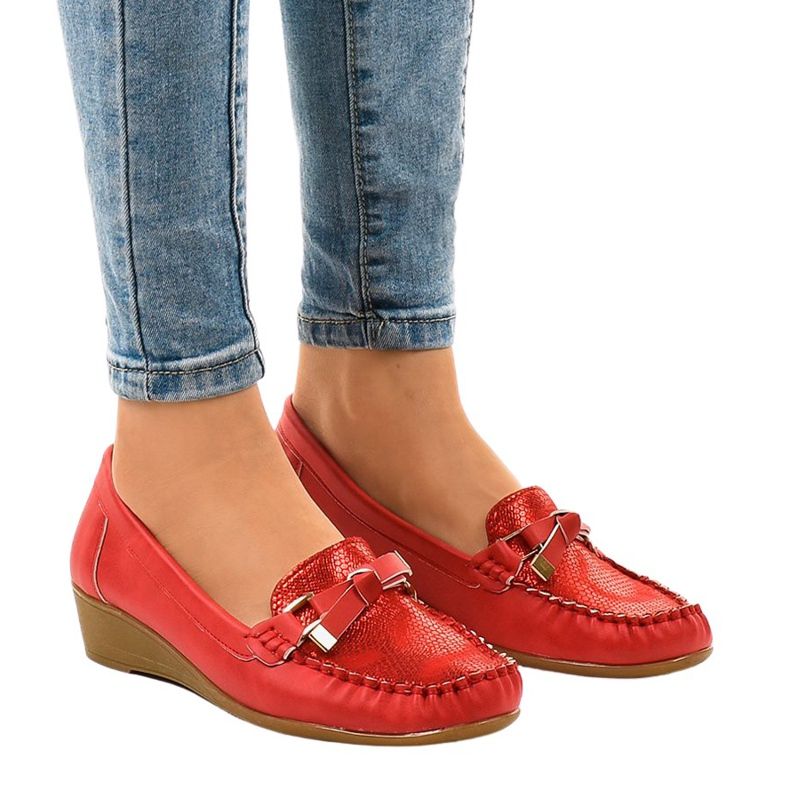 Červené matné klínové boty BO-303 Červené matné klínové boty BO-303