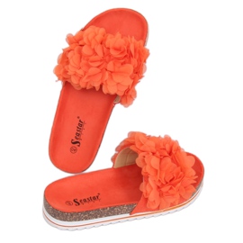 Flower power orange BG47P Oranžové pantofle pomerančový