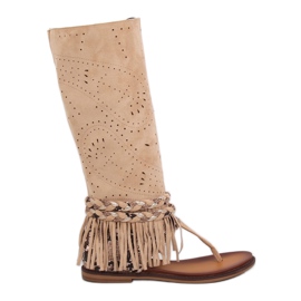 Žabky Boho s béžovým svrškem NS130P Beige