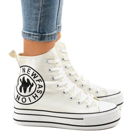 Bílé klínové tenisky W08 bílý