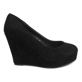 Černé semišové lodičky na klínu LEI-108 černá Černé semišové lodičky na klínu LEI-108 černá