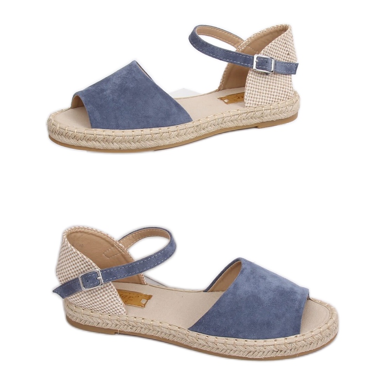 BB28P Modré broušené espadrilky hnědý modrý