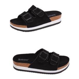 Černé pantofle scholki SS115P černé černá Černé pantofle scholki SS115P černé černá
