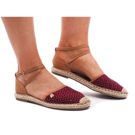 Espadrilles 452 Červené sandály hnědý černý červený