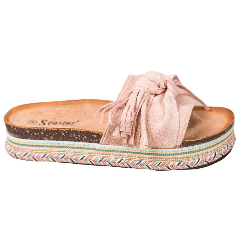 Seastar Pantofle S Třásněmi růžový
