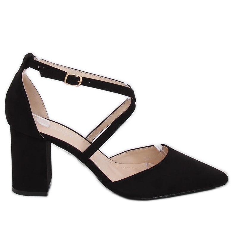 Lodičky na vysokém podpatku střižené černé D85-5 Black černá