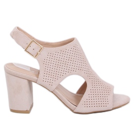 Béžové sandály na vysokém podpatku 99-33A Beige béžový