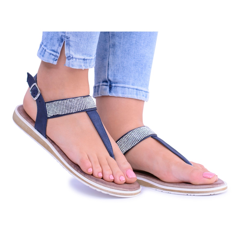 S.Barski Dámské ploché modré sandály Vamos námořnická modrá