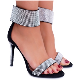 Dámské sandály na vysokém podpatku Lu Boo s kubickým zirkonovým suchým zipem v černé barvě černá Dámské sandály na vysokém podpatku Lu Boo s kubickým zirkonovým suchým zipem v černé barvě černá