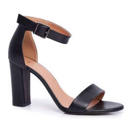 Sandály na podpatku Laura Messi 1760 Grain Leather Black Iliad černý
