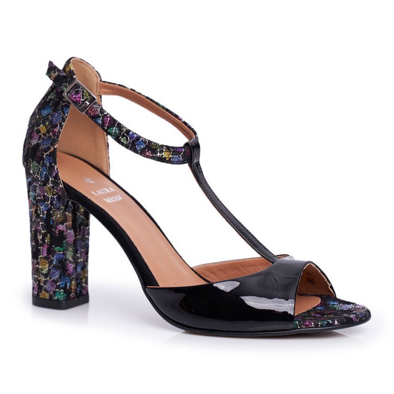 Sandály na baru Laura Messi 1916 Black Crystals černá