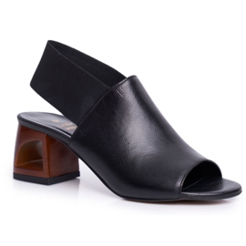 Sandály na baru Laura Messi 1919 Leather Black Grehno černý