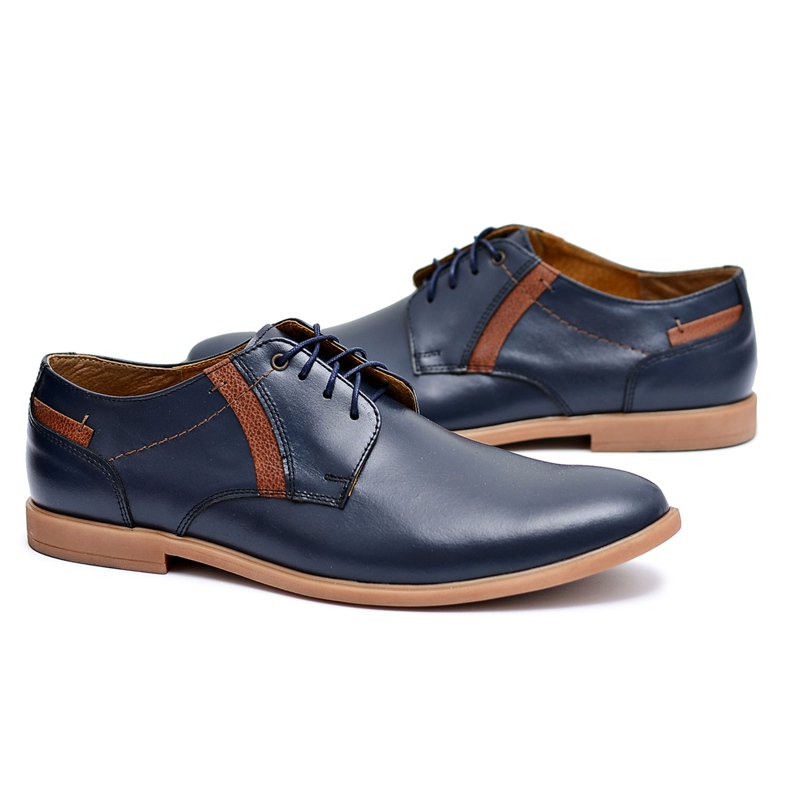 Bednarek Polish Shoes Pánské brogues Bednarek Leather Navy Blue Millo námořnická modrá
