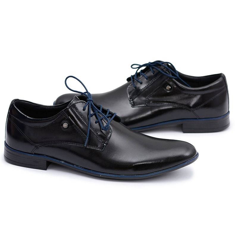 KOMODO Elegantní černé kožené boty značky Massimiliano černá