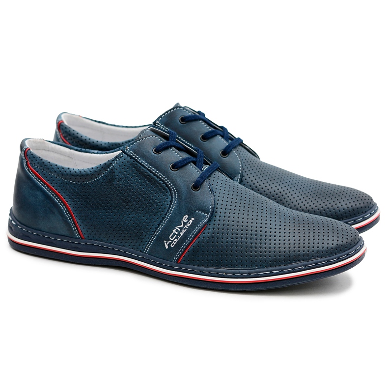 Joker Kožená pánská tmavě modrá prolamovaná obuv Markos námořnická modrá