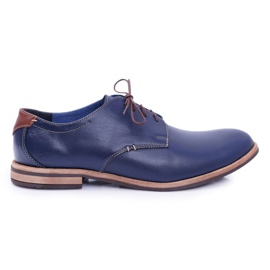 Bednarek Polish Shoes Elegantní pánské tmavě modré boty značky Feliciano námořnická modř
