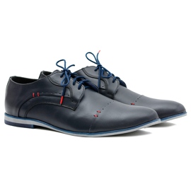 Gejms Elegantní pánské kožené boty Isacco Navy námořnická modř
