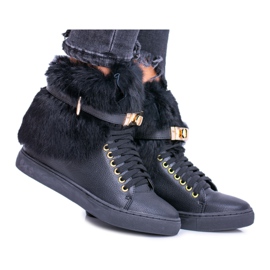 Lu Boo černé boty s přírodní Gisele kožešinou černá Lu Boo černé boty s přírodní Gisele kožešinou černá