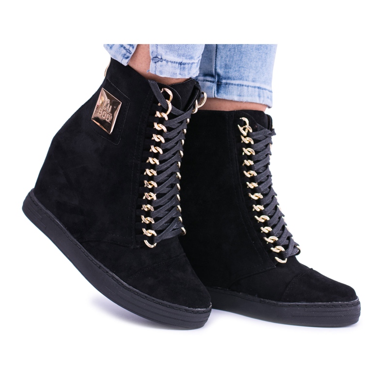 Dámské tenisky Lu Boo s řetízky semišové černé Moniky černá