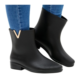 Meliski Margaret Black Low Wellies Slip On černá