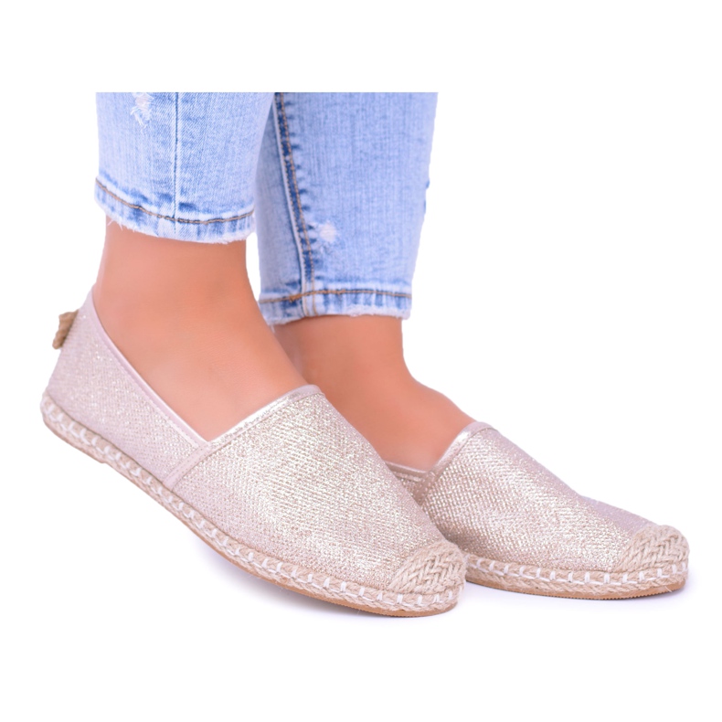 Lu Boo Zlaté třpytky Dámské espadrilky Slip On Miravet zlatý