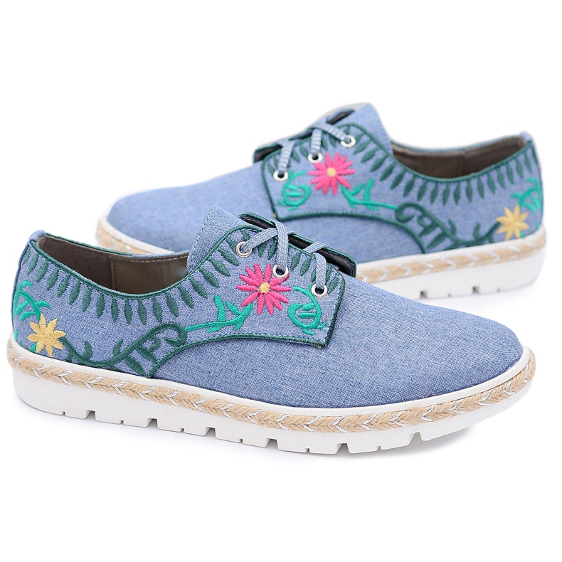 Kylie Crazy | Módní sportovní dámské tenisky Flowers Jeans Prim námořnická modrá