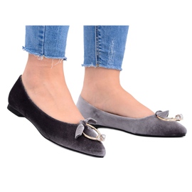 Lu Boo | Šedé sametové balerínky náušnice septum šedá