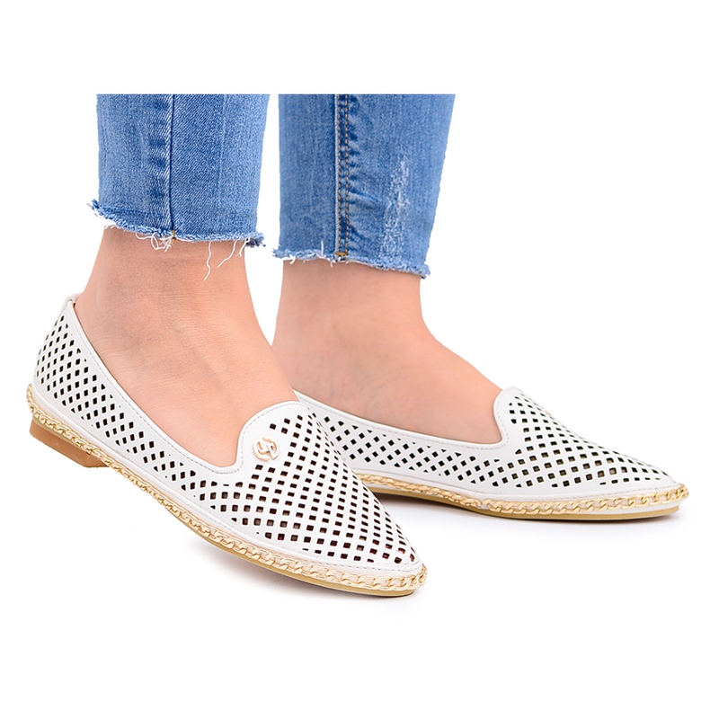 Lu Boo | Bílé stylové balerínky Lordsy bílý Lu Boo | Bílé stylové balerínky Lordsy bílý