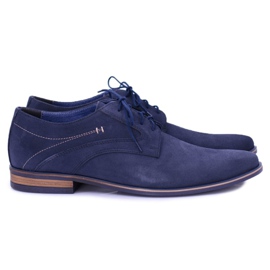 Bednarek Polish Shoes Pánské brogues Bednarek Elegantní kožený semiš Navy Blue Eligio námořnická modř