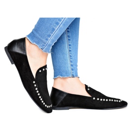 Dámské baleríny Lu Boo Black Black Lords s kamínky Planta černá