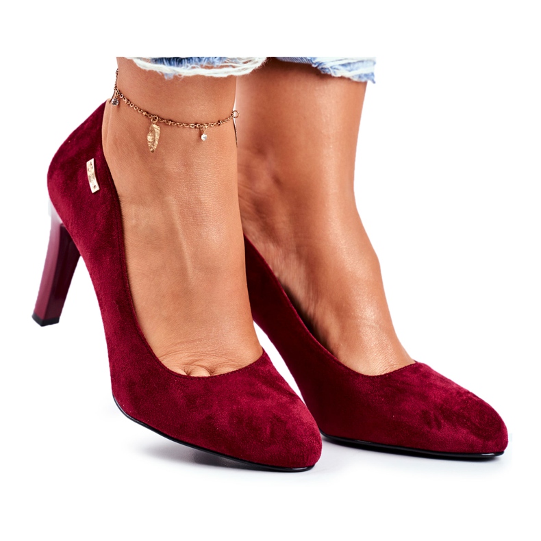Dámské burgundské semišové lodičky na baru Sergio Leone Campbell červené