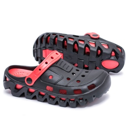 Flameshoes Černé pánské lehké pantofle Kroks Eva černý červený