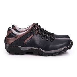 Bednarek Polish Shoes Pánské kožené trekové boty Filippo námořnická modř