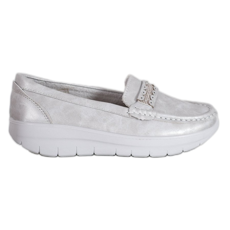 SHELOVET Pohodlné mokasíny na platformě šedá