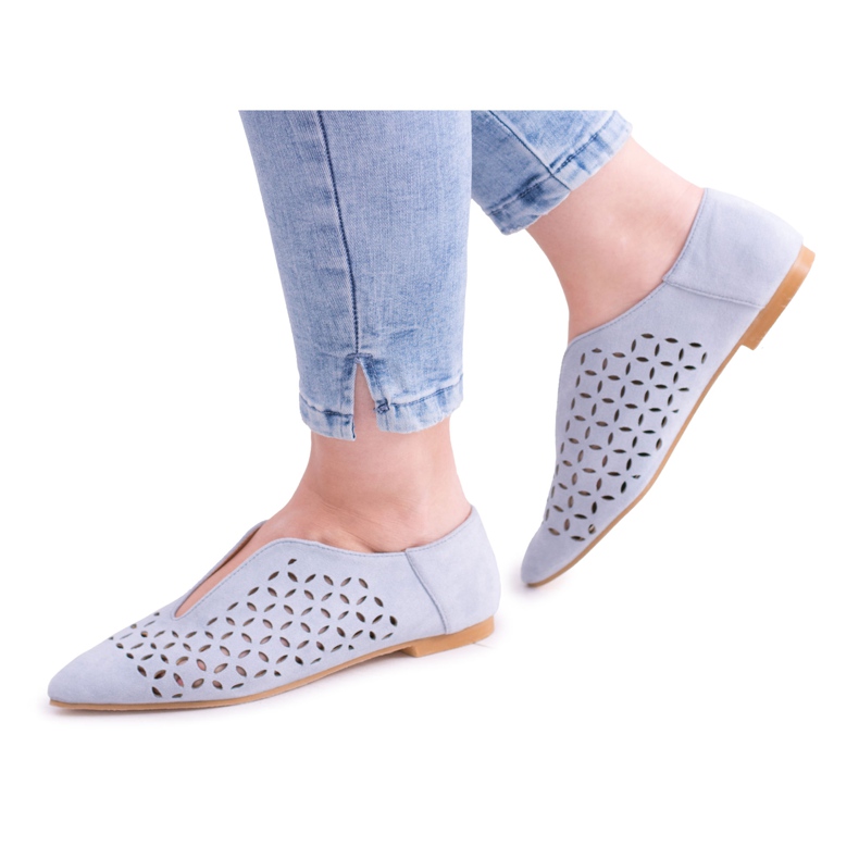 Lu Boo Modré semišové dámské nazouvací boty Synthia modrý