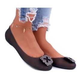 Lu Boo | Černé gumové balerínky Meliski Rhinestones Palita černý