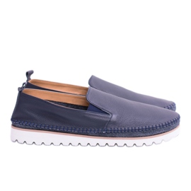 Pánské kožené mokasíny Perlugo Navy Blue námořnická modř