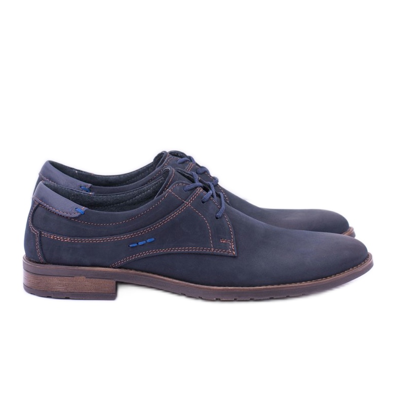 KOMODO Elegantní pánské kožené boty Santiago Navy Blue námořnická modrá