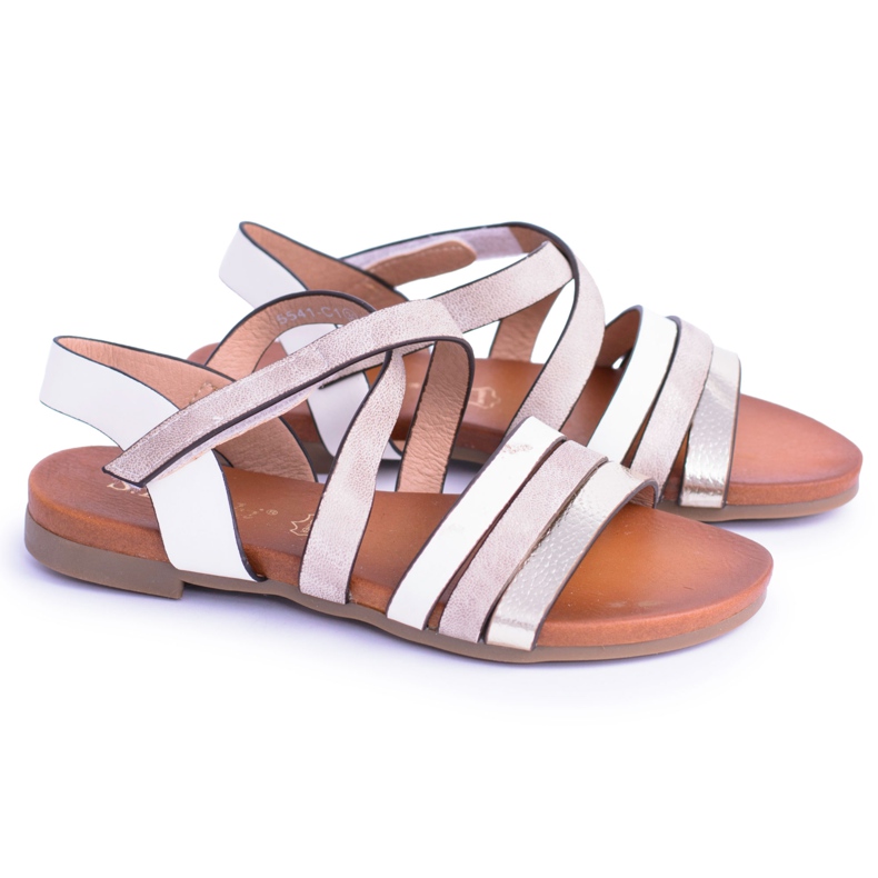 S.Barski Dětské bílé sandály se suchým zipem LittleReneto bílý