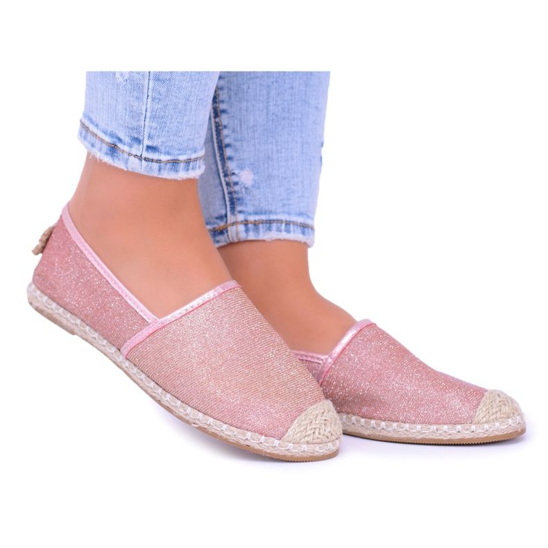 Lu Boo Dámské espadrilky Slip On Glitter Růžové zlato Miravet růžový Lu Boo Dámské espadrilky Slip On Glitter Růžové zlato Miravet růžový