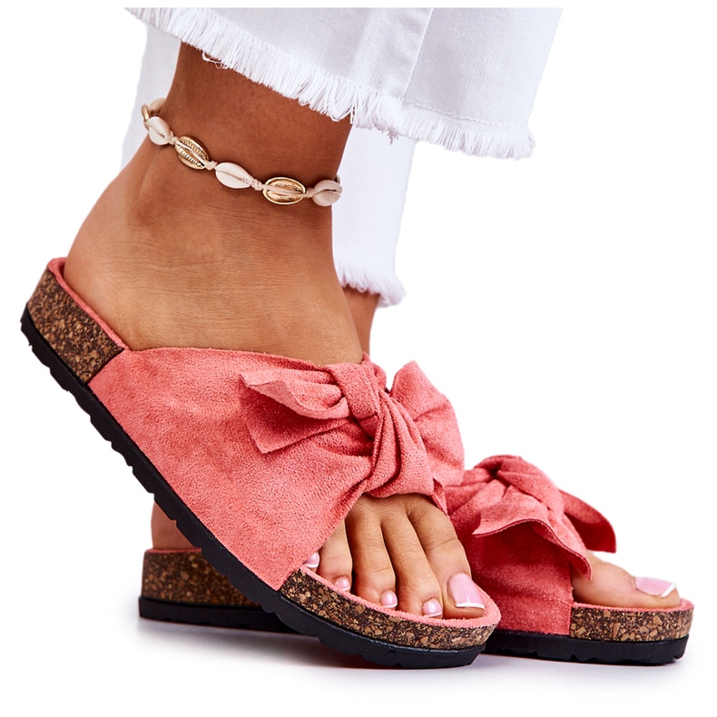 PS1 Dámské korálové pantofle s mašlí Wendy Cork růžový