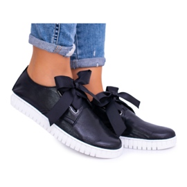 Butmil Dámské kožené tenisky v černé barvě černý