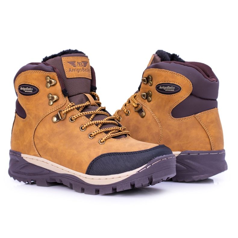 Ax Boxing Teplé pánské trekové boty Camel Hear s kožešinou hnědý