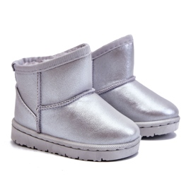 FRROCK Teplé dětské stříbrné sněhové boty Scooby šedá