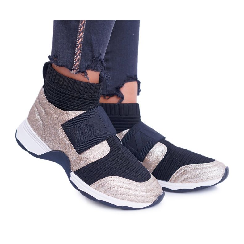 Dámské sportovní boty Lu Boo s ponožkou se zlatým třpytem Phantom černá vícebarevný žlutá