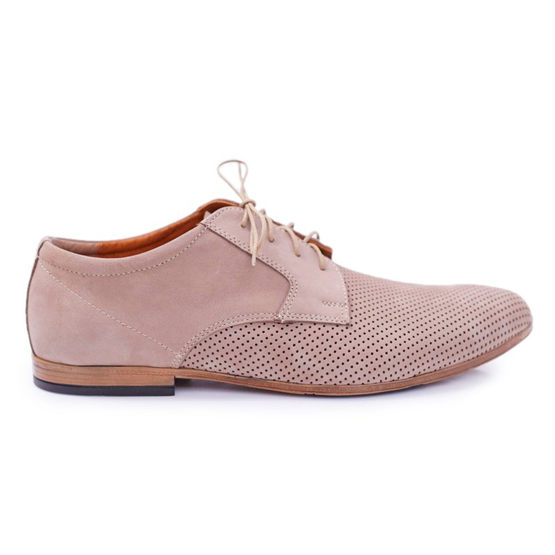 Bednarek Polish Shoes Pánské brogues Bednarek Nubuck Prolamované béžové Hermes béžový
