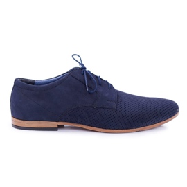 Bednarek Polish Shoes Pánské brogues Bednarek Nubuck Openwork Navy Blue Hermes námořnická modř