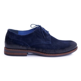 Pánské brogues ležérní kůže Nikopol Navy Blue Lajos námořnická modř