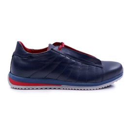 Bednarek Polish Shoes Pánské sportovní kožené boty Brogues Bednarek Navy Blue Geos námořnická modř